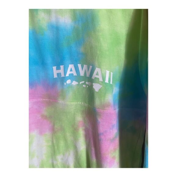 Hawaii Tie Dye Long Sleeve Spirit Jersey Pastel Rainbow Graphic Shirt Unisex L - Picture 4 of 5